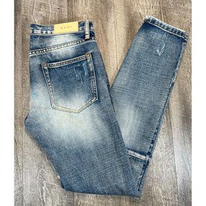 MNMI * Zipper Leg * Distressed Jeans * Tapered Ankle * Button Fly * Men's 30x34